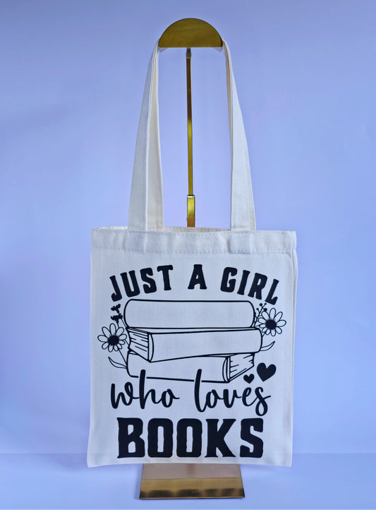 Just A Girl Book Bag - Large
